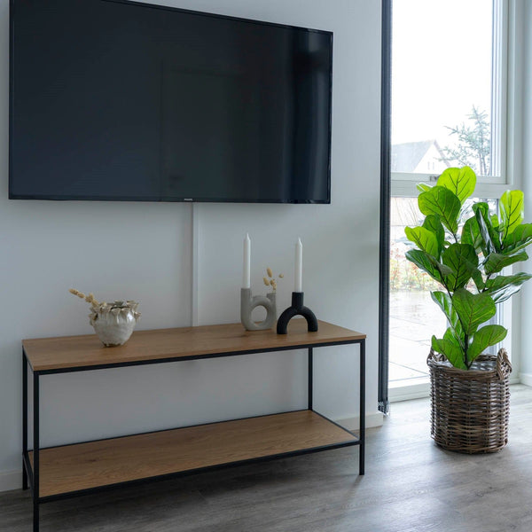 House Nordic Skabe og opbevaring egetræslook/Sort Vita TV-bænk, 2 hylder, egetræslook med sort stel 100 x 36 x 45 cm - House Nordic