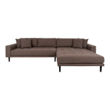 House Nordic Sofa Brun / B290xL170-92xH76 cm Lido Lounge Sofa, højrevendt i brun med fire puder og natur træben Fra House Nordic B290xL170-92xH76 cm