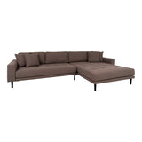 House Nordic Sofa Brun / B290xL170-92xH76 cm Lido Lounge Sofa, højrevendt i brun med fire puder og natur træben Fra House Nordic B290xL170-92xH76 cm