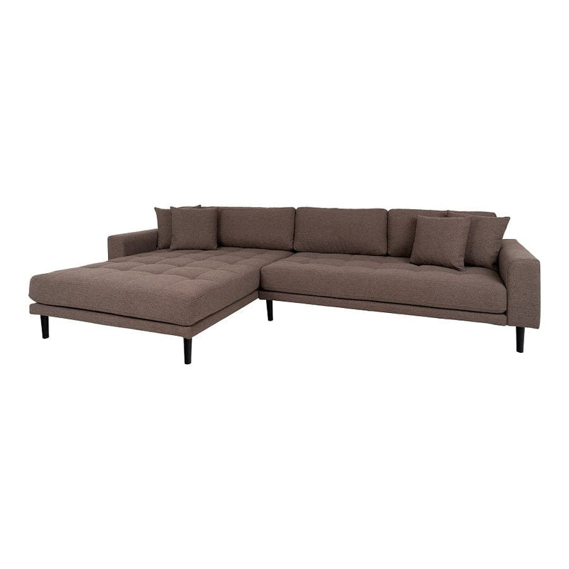 House Nordic Sofa Brun / B290xL170-92xH76 cm Lido Lounge Sofa, venstrevendt i brun med fire puder og natur træben Fra House Nordic B290xL170-92xH76 cm