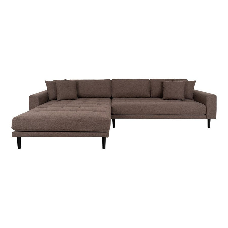 House Nordic Sofa Brun / B290xL170-92xH76 cm Lido Lounge Sofa, venstrevendt i brun med fire puder og natur træben Fra House Nordic B290xL170-92xH76 cm