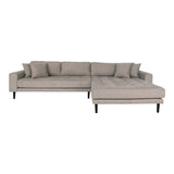 House Nordic Sofa Grå / B290xL170-92xH76 cm Lido Lounge Sofa, højrevendt i stone med fire puder og sorte træben Fra House Nordic B290xL170-92xH76 cm