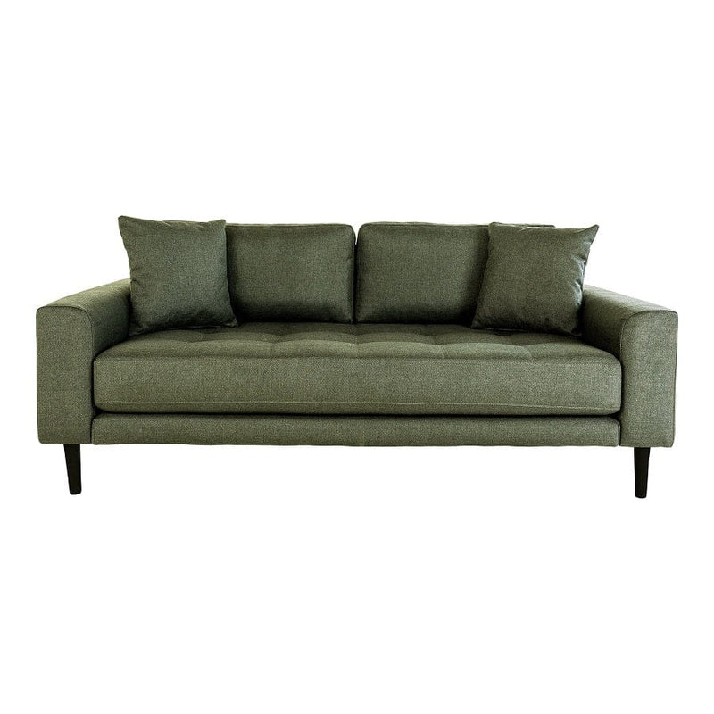 House Nordic Sofa Grøn / B180xL93xH76 cm Lido 2,5 Personers Sofa, olivengrøn med to puder og sorte træben Fra House Nordic B180xL93xH76 cm