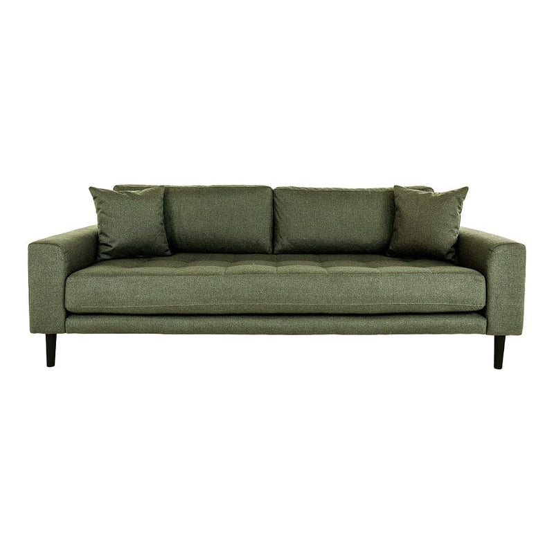 House Nordic Sofa Grøn / B210xL93xH78 cm Lido 3 Personers Sofa, olivengrøn med to puder og sorte træben Fra House Nordic B210xL93xH78 cm