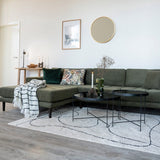 House Nordic Sofa Grå / B290xL170-92xH76 cm Lido Lounge Sofa, venstrevendt i olivengrøn med fire puder og sorte træben Fra House Nordic B290xL170-92xH76 cm