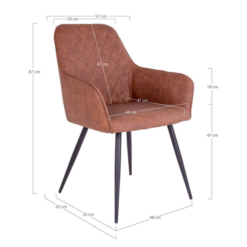 House Nordic Spisebordsstol Brun Harbo Spisebordsstol i PU i vintage brun med sorte ben 2 stk - House Nordic