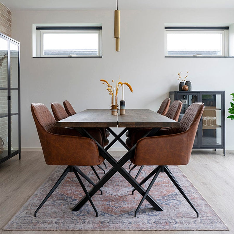 House Nordic Spisebordsstol Brun Harbo Spisebordsstol med Drejefod i PU i brun med sorte ben - House Nordic