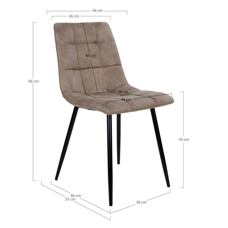 House Nordic Spisebordsstol Brun Middelfart Spisebordsstol i microfiber i lysebrun med sorte ben 2 stk - House Nordic