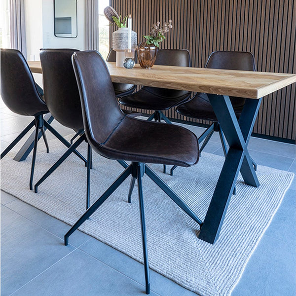 House Nordic Spisebordsstol Brun Monaco Spisebordsstol i PU med drejefod i mørkebrun med sorte ben 2 stk - House Nordic