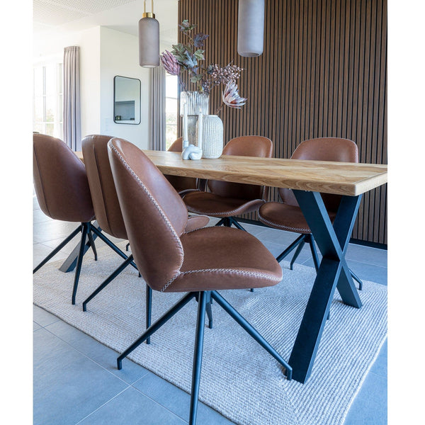House Nordic Spisebordsstol Brun Monte Carlo Spisebordsstol med Drejefod i PU med Drejefod i brun med sorte ben 2 stk - House Nordic