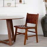House Nordic Spisebordsstol Brun Perugia Spisebordsstol i læder i brun med teak ben 2 stk - House Nordic