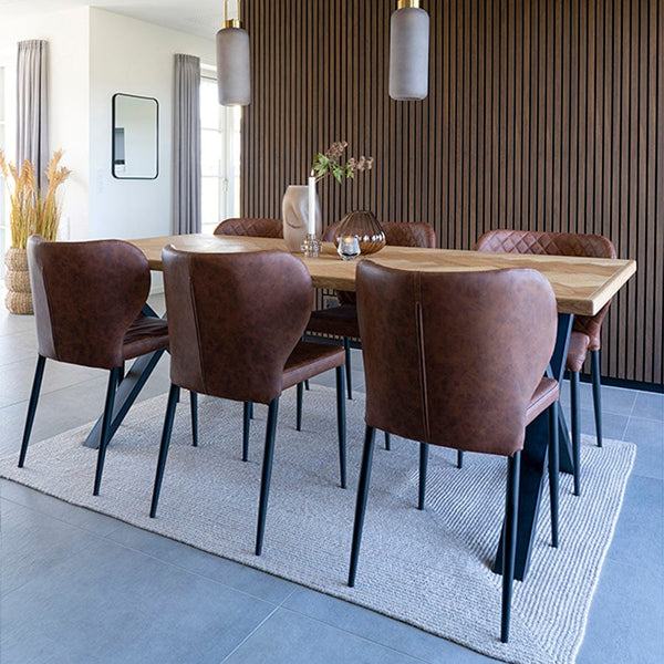 House Nordic Spisebordsstol Brun Pisa Spisebordsstol i PU i vintage brun med sorte ben 2 stk - House Nordic