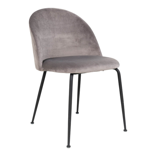 House Nordic Spisebordsstol Grå Geneve Spisebordsstol i velour i grå med sorte ben 2 stk - House Nordic