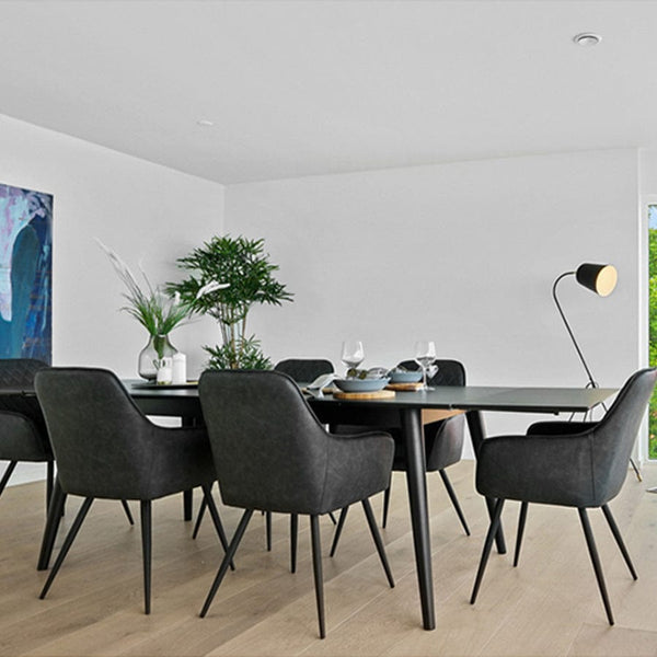 House Nordic Spisebordsstol Grå Harbo Spisebordsstol i PU i Mørkegrå med sorte ben 2 stk - House Nordic