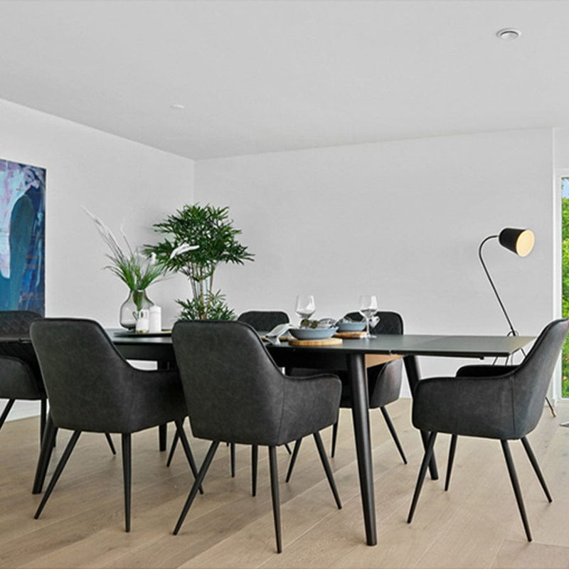 House Nordic Spisebordsstol Grå Harbo Spisebordsstol med Drejefod i PU i Mørk grå med sorte ben - House Nordic