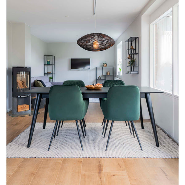 House Nordic Spisebordsstol Grøn Harbo Spisebordsstol i velour i grøn med sorte ben 2 stk - House Nordic