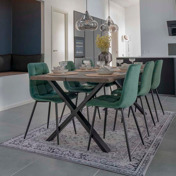 House Nordic Spisebordsstol Grøn Middelfart Spisebordsstol i velour i mørkegrøn med sorte ben 2 stk - House Nordic