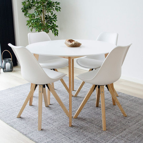 House Nordic Spisebordsstol Hvid Bergen Spisebordsstol i hvid med natur ben 2 stk - House Nordic