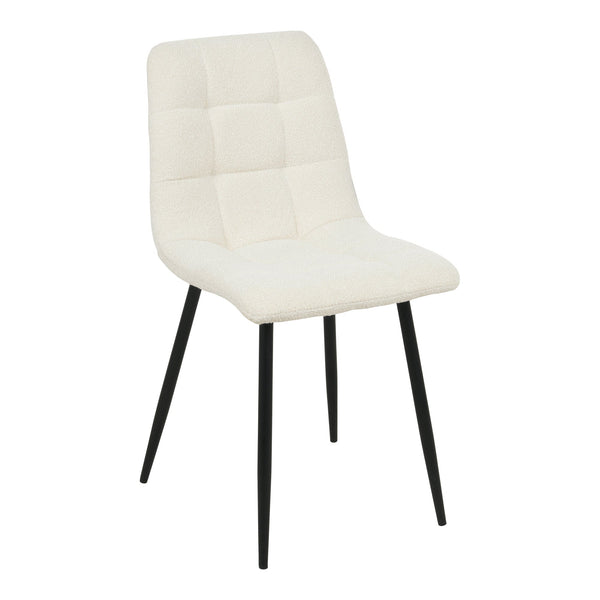 House Nordic Spisebordsstol Hvid Middelfart Spisebordsstol i bouclé i hvid med sorte ben 2 stk - House Nordic