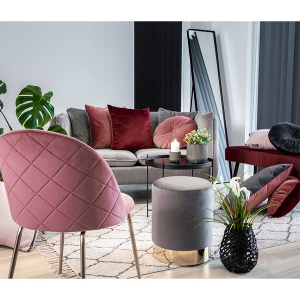 House Nordic Spisebordsstol Rosa Geneve Spisebordsstol i velour i rosa med ben i messing look 2 stk - House Nordic