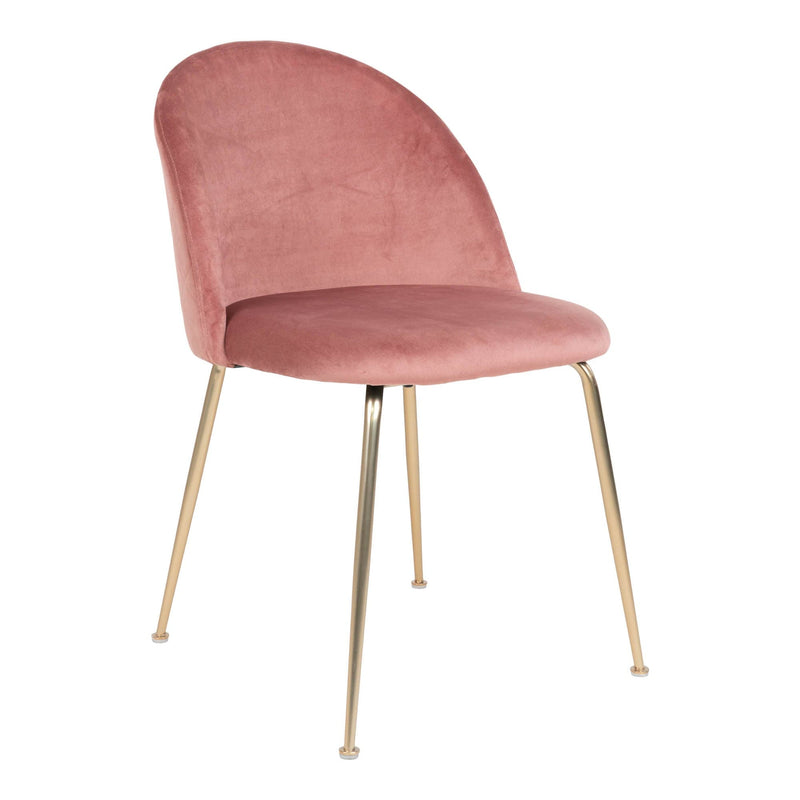 House Nordic Spisebordsstol Rosa Geneve Spisebordsstol i velour i rosa med ben i messing look 2 stk - House Nordic