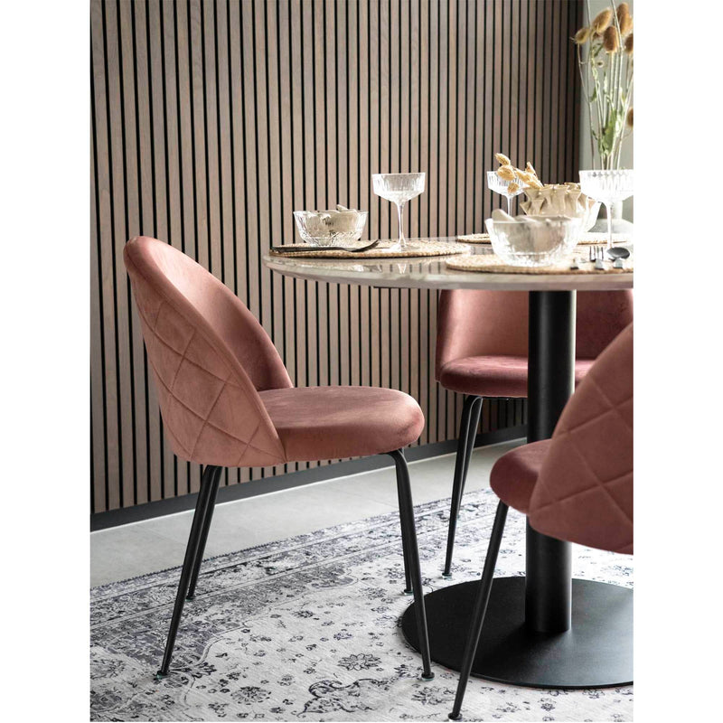 House Nordic Spisebordsstol Rosa Geneve Spisebordsstol i velour i rosa med sorte ben 2 stk - House Nordic