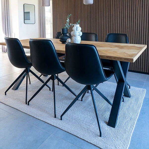 House Nordic Spisebordsstol Sort Monaco Spisebordsstol i PU med drejefod i sort med sorte ben 2 stk - House Nordic