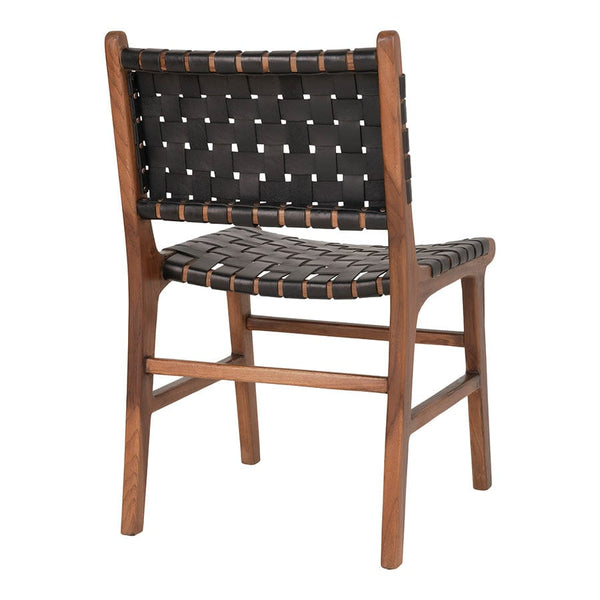 House Nordic Spisebordsstol Sort Perugia Spisebordsstol i læder i sort med teak ben 2 stk - House Nordic