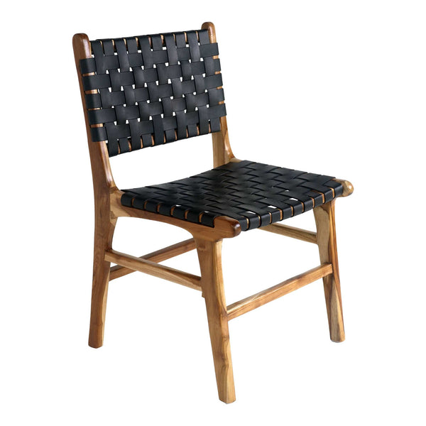 House Nordic Spisebordsstol Sort Perugia Spisebordsstol i læder i sort med teak ben 2 stk - House Nordic