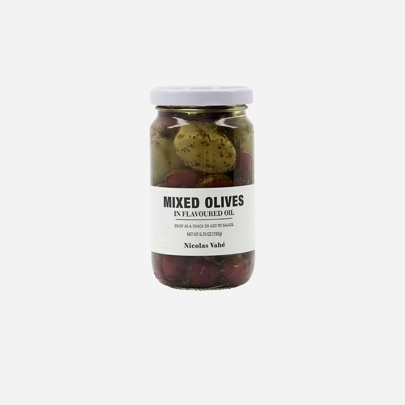 NICOLAS VAHE 190 g / Hvid Mixed Olives In flavoured Oil Nicolas Vahe 190g